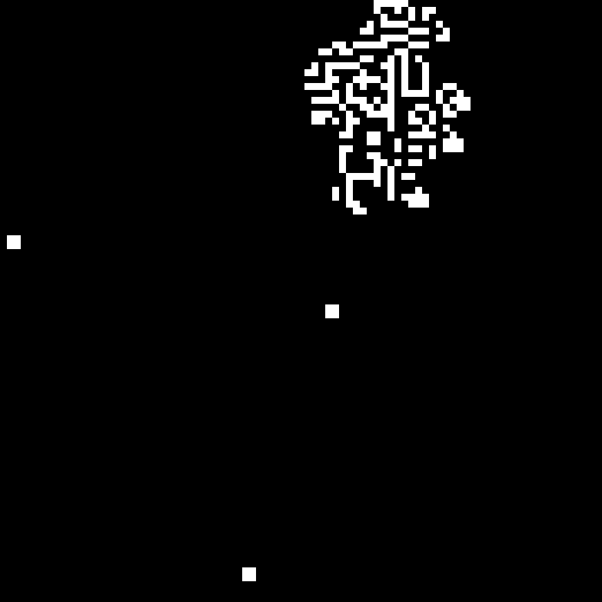 An animated gif. White squares on a black background. They quickly reproduce to take over the entire scene.